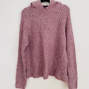 Candace Cameron Bure Raglan-Sleeve Knit‎ Hoodie Sweater Pink Geranium Size M